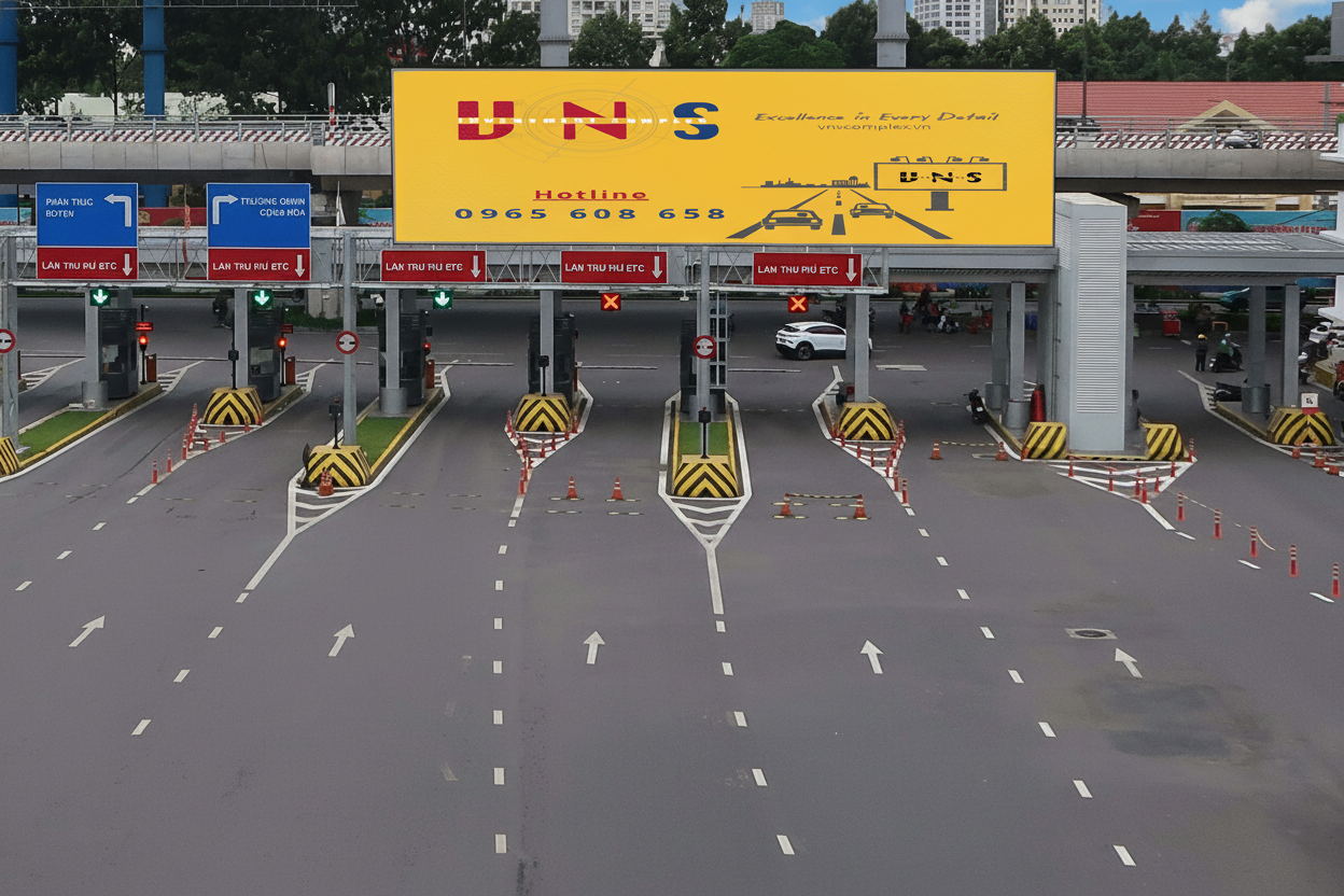 Hộp đèn trên nóc trạm thu phí - Lối ra ga T3